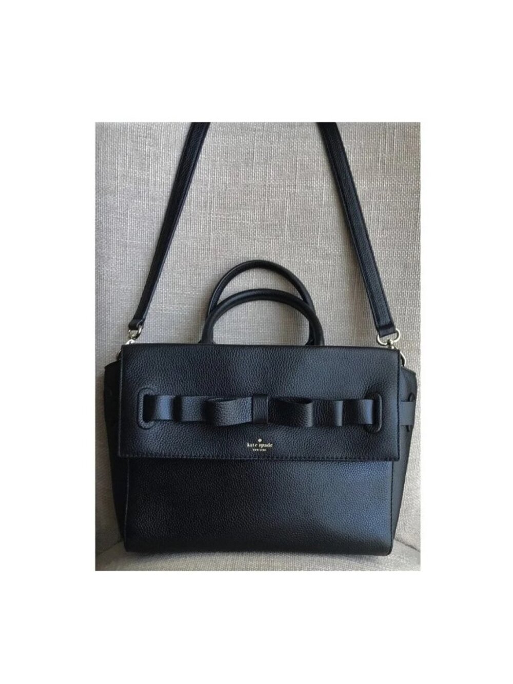 Kate Spade Black Leather Bow Satchel Shoulder Bag